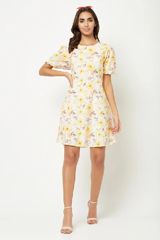 Blossoming  Linen Mini Dress Trendy Tulle Mini Dress