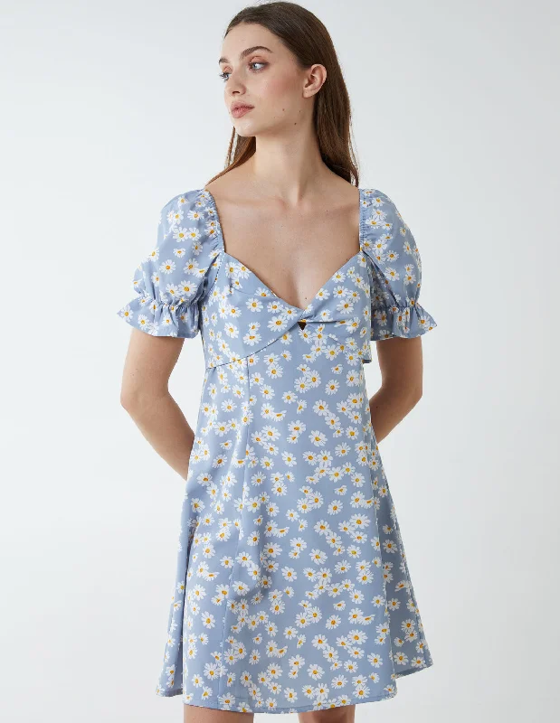Milkmaid Twist Front Fit & Flare Dress