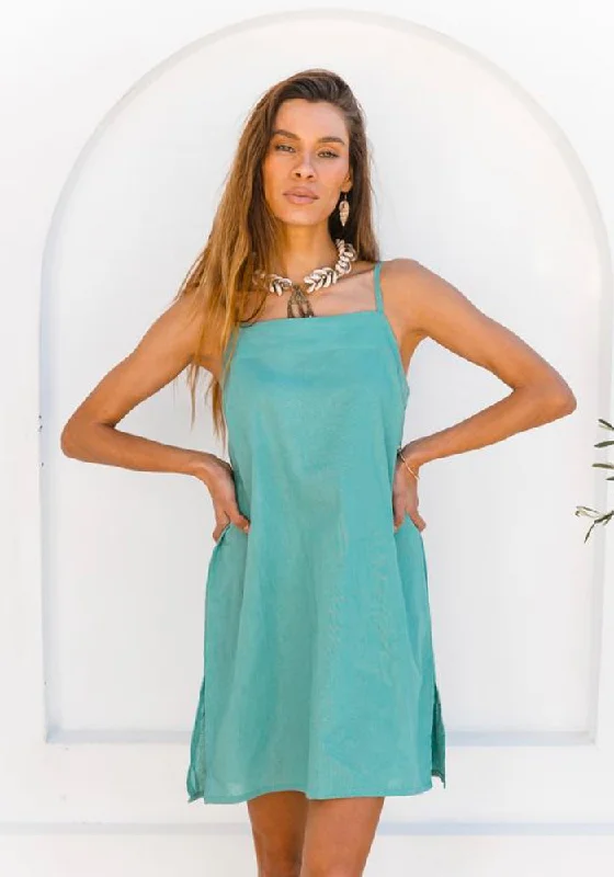Cassidy Linen Slip dress - Sea Green