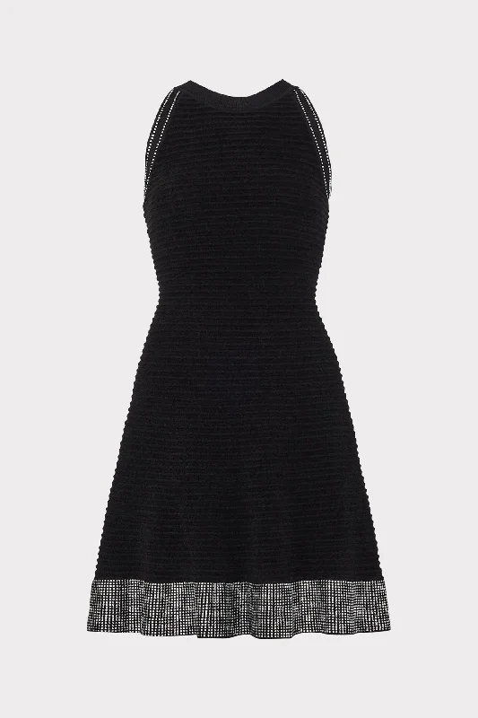 Crystal Trim Knit Mini Dress Comfortable Wrap Mini Dress