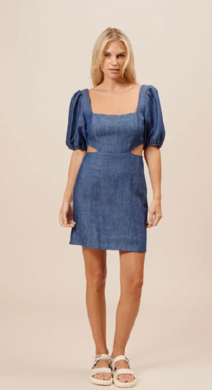 Denim Mini Dress by Lucy Paris Classic Floral Mini Dress