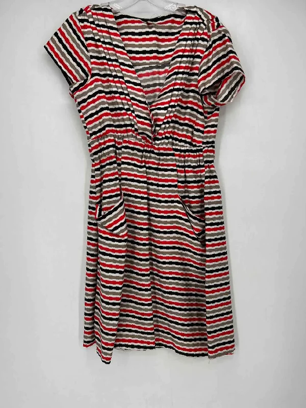 Dolan Size M Red, Taupe & Black Silk Blend Dress