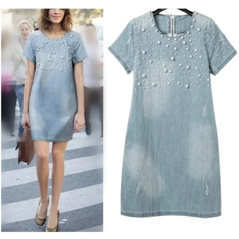 Embroidery Beaded Denim Dresses CODE: KAR103