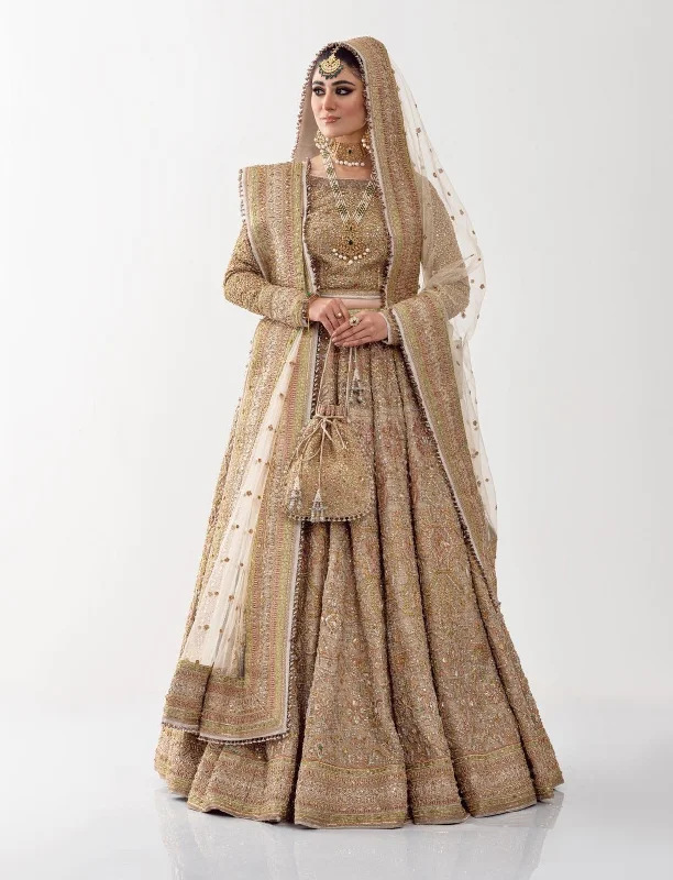 Embellished Golden Lehenga Choli with Dupatta Dress