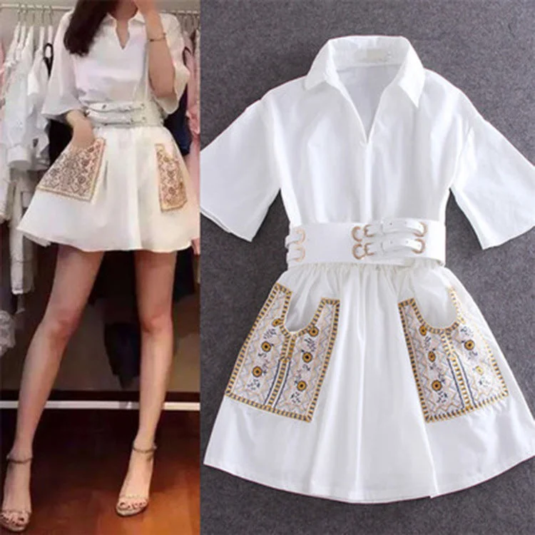 hand embroidery white dress CODE: mon1353