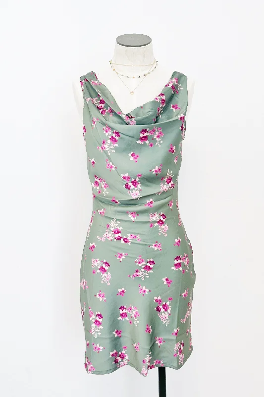 Hostess Cowl Mini Dress Trendy Crossover Mini Dress