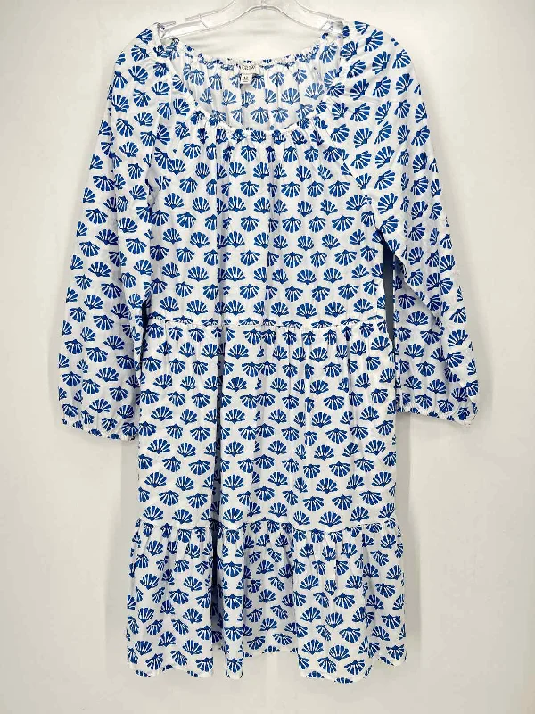 J Crew Size 12 White & Blue Dress