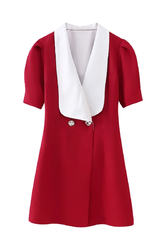 'Kelsey' Puff Sleeve Bow Decoration Mini Dress Elegant Silk Mini Dress