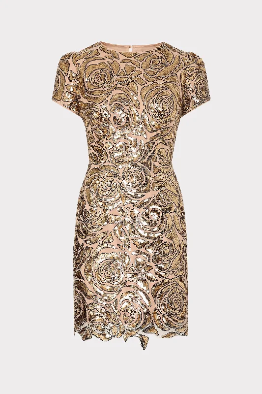 Kyla Rose Sequins Mini Dress Comfortable Smocked Mini Dress