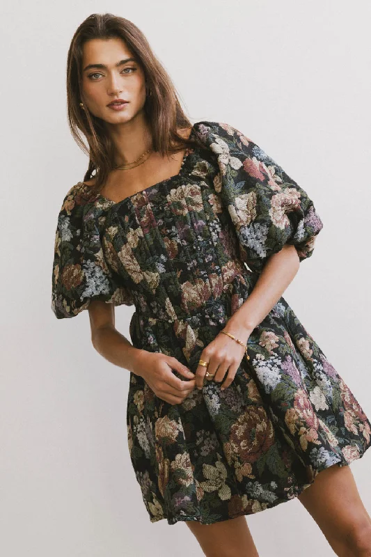LaRuth Floral Mini Dress Stylish Puff Sleeve Mini Dress
