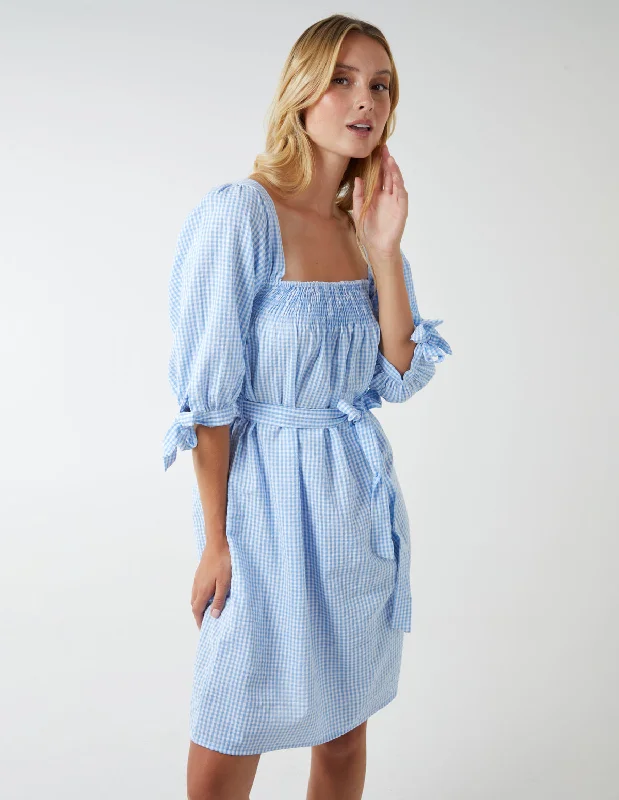 Milkmaid Square Neck Shirred Swing Dress