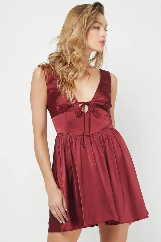 Livy Satin Mini Dress Fashionable Mini Dress with Pockets