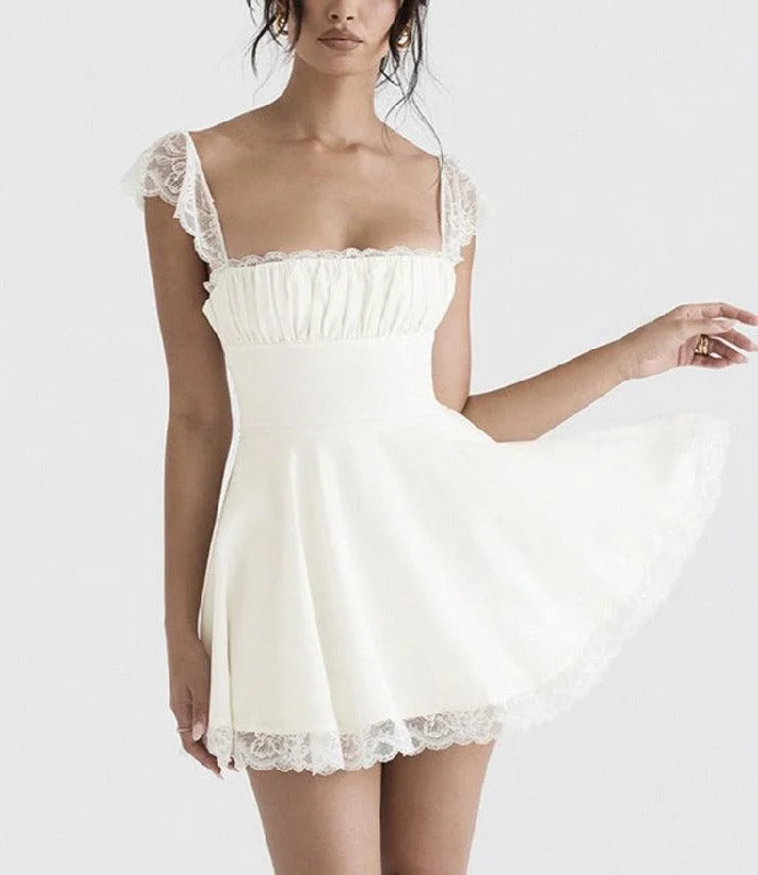 Lucía Lace Strap Mini Dress Trendy Mesh Mini Dress