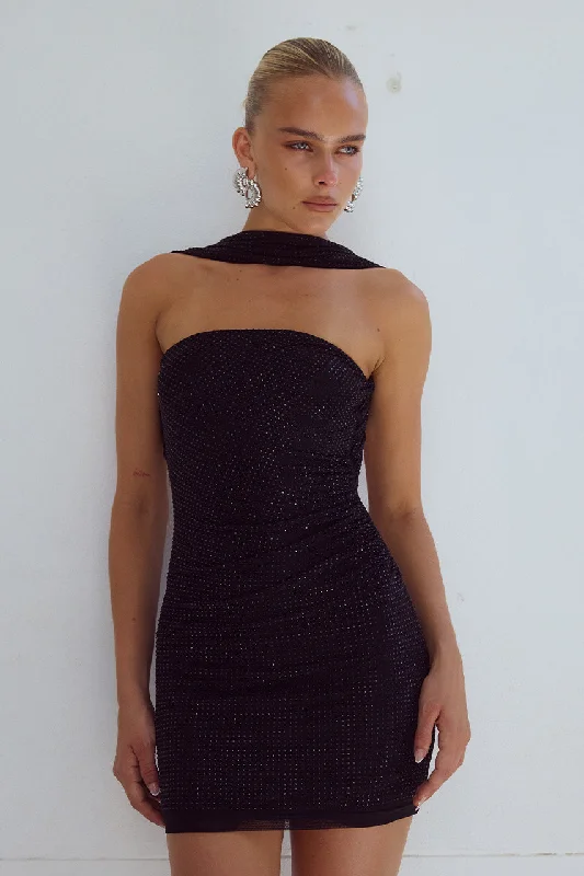 MADELI MINI DRESS - BLACK Comfortable Wrap Mini Dress