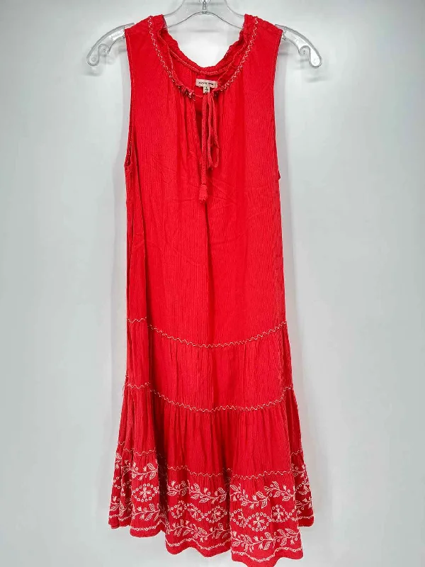Max Studio Size L Red Embroidery Dress