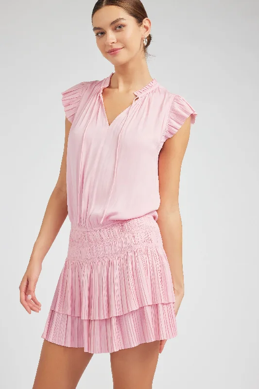 Zoey Pleated Mini Dress Chic Puff Sleeve Mini Dress