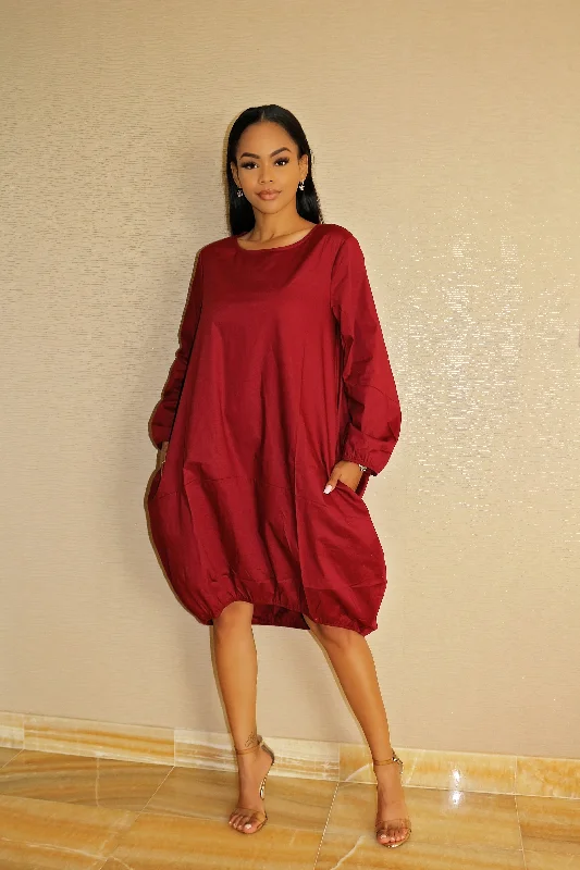 Oversized Dress with Gorgeous color Burgundy