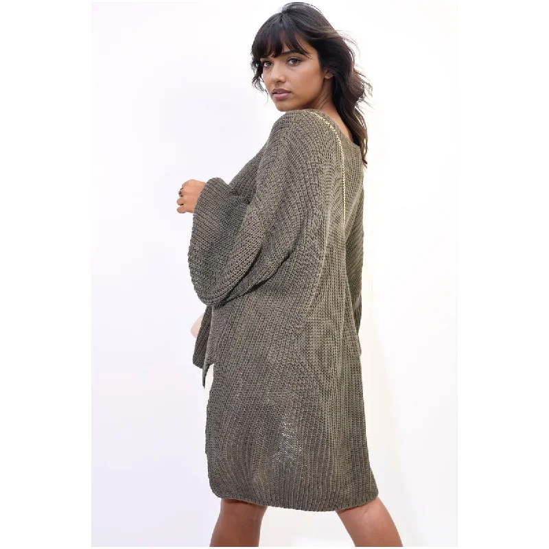 Oversized Long Back Knitted Mini Dress Stylish Sweetheart Mini Dress