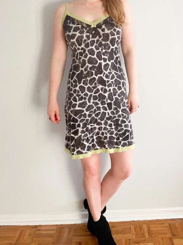 P.J. Salvage Safari Patterned Green Lace Stretch Slip Dress - S/M