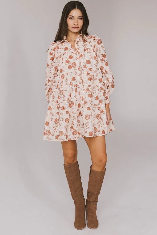 Parlor Floral Embroidered Mini Dress Fashionable Mini Dress with Frills