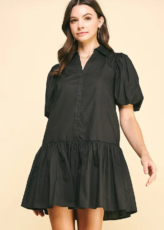 Pinch Marianna Tiered Mini Dress- Black Elegant Sequin Mini Dress
