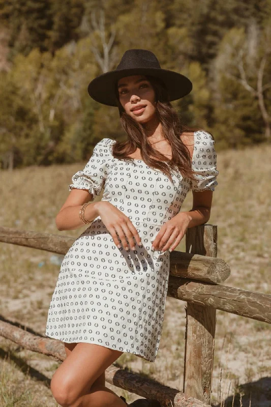 Quinn Linen Print Mini Dress Classic Casual Mini Dress
