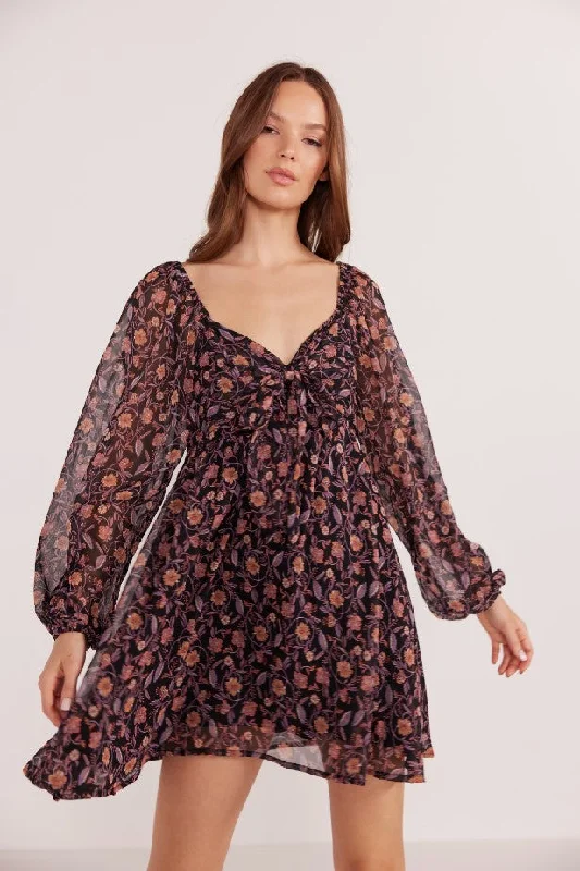 Regal Babydoll Mini Dress Fashionable Denim Mini Dress