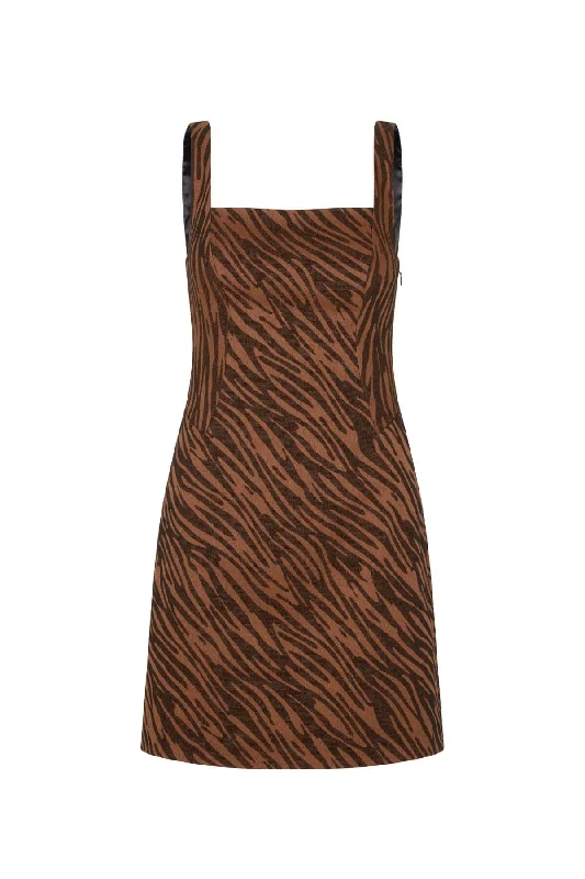 Samsøe Samsøe Casja Mini Dress - Tiger Stylish Sweetheart Neck Mini Dress
