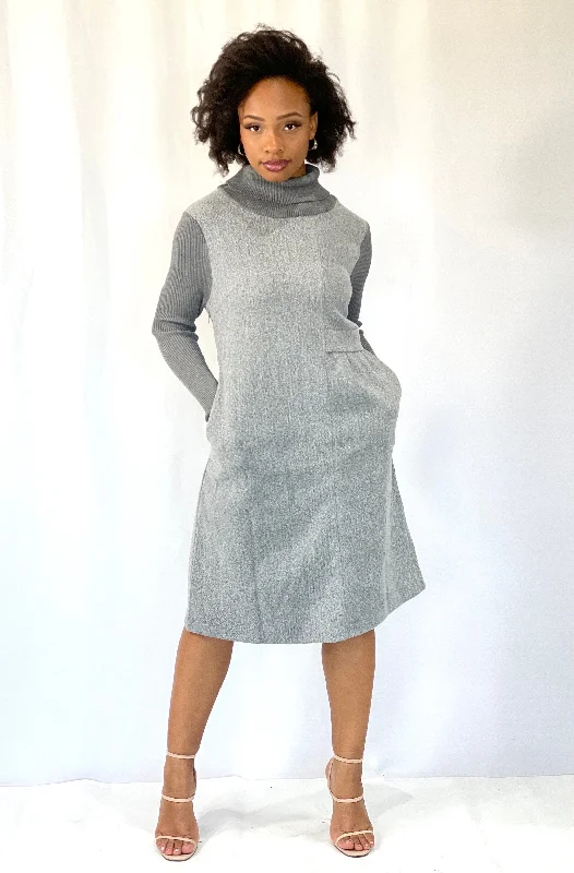 Sassyn Casual Long Turtle Neck Dress