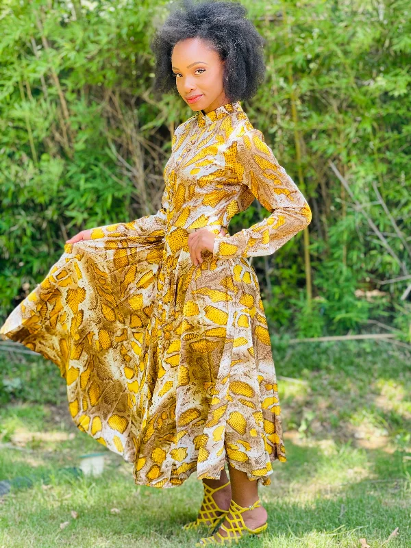 Silk Vintage Snake Print Dress