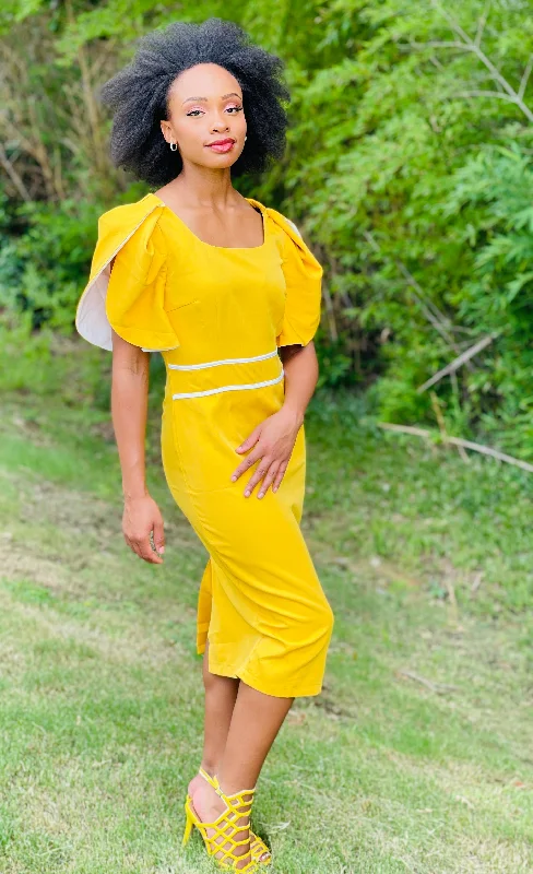 Simple Lotus Leaf Sleeve Dress