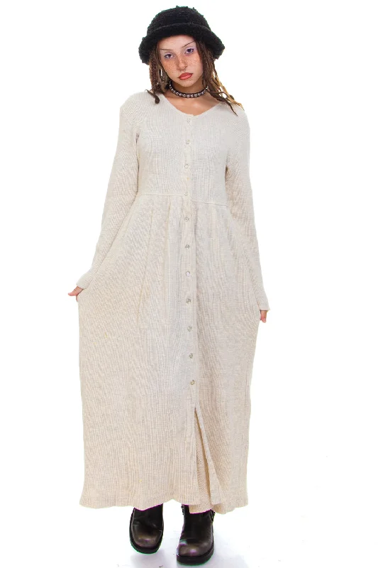 Vintage 90's Thermal Long-Sleeve Dress - S/M