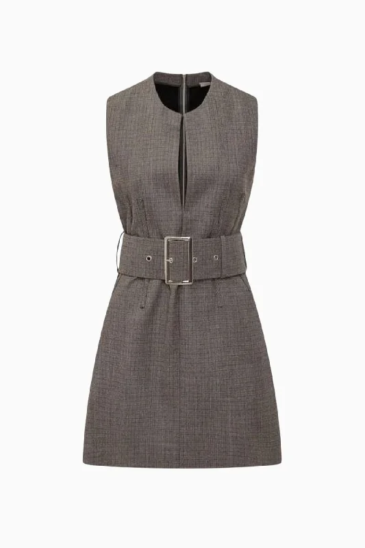 Stella McCartney Belted Mini Dress - Camel Grey Cozy Sweater Mini Dress