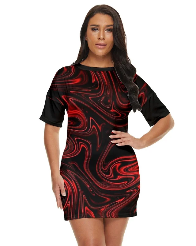 TRP Maze 01-01 Designer Round Neck Short Sleeve Bodycon Mini Dress Classic Floral Mini Dress
