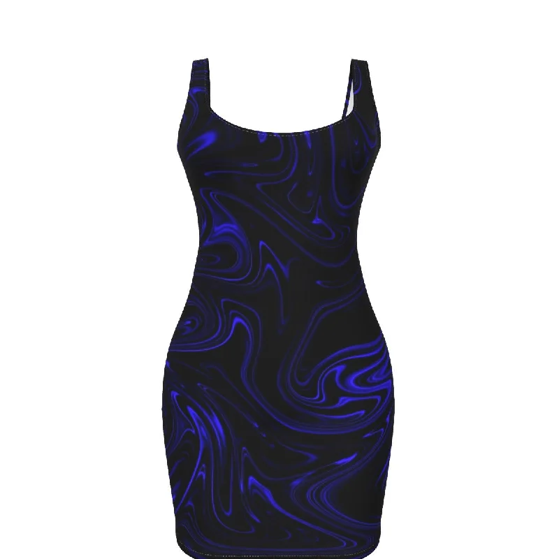 TRP Maze 01-02 Designer U-neck Tank Bodycon Mini Dress Elegant Floral-Print Mini Dress