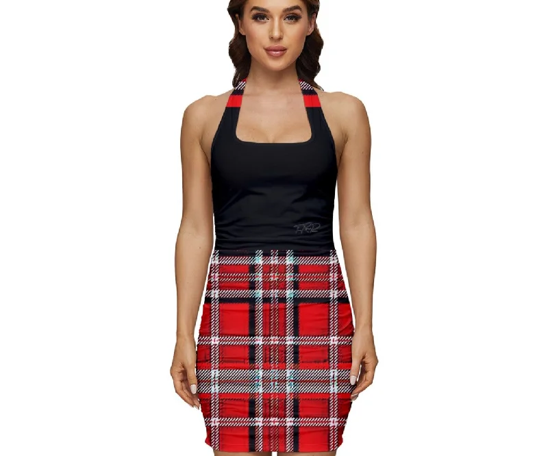 TRP Twisted Patterns 06: Digital Plaid 01-03A Designer Halter Square Neck Ruched Rayon Blend Bodycon Mini Dress Stylish Sweetheart Neck Mini Dress TRP Twisted Patterns 06: Digital Plaid 01-03A Designer Halter Square Neck Ruched Rayon Blend Bodycon Mini Dress Stylish Sweetheart Neck Mini Dress