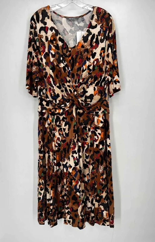 Ulla Popken Size 16/18 Brown Print NWT Dress