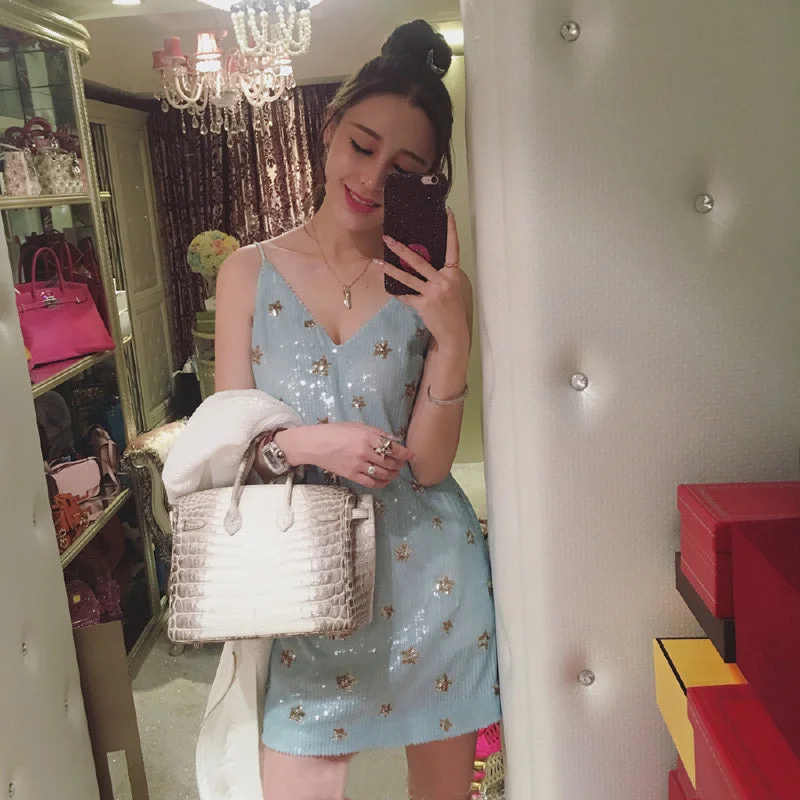 V-neck sexy stars Slim Sequins Dress CODE: mon1138
