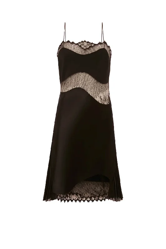 Victoria Beckham Lace Detail Cami Mini Dress - Black Chic Sleeveless Mini Dress