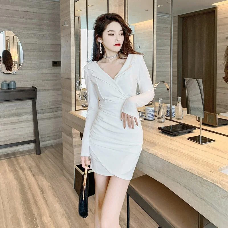 White Flare Sleeves Bandage Knitted Mini Dress Chic Sleeveless Mini Dress