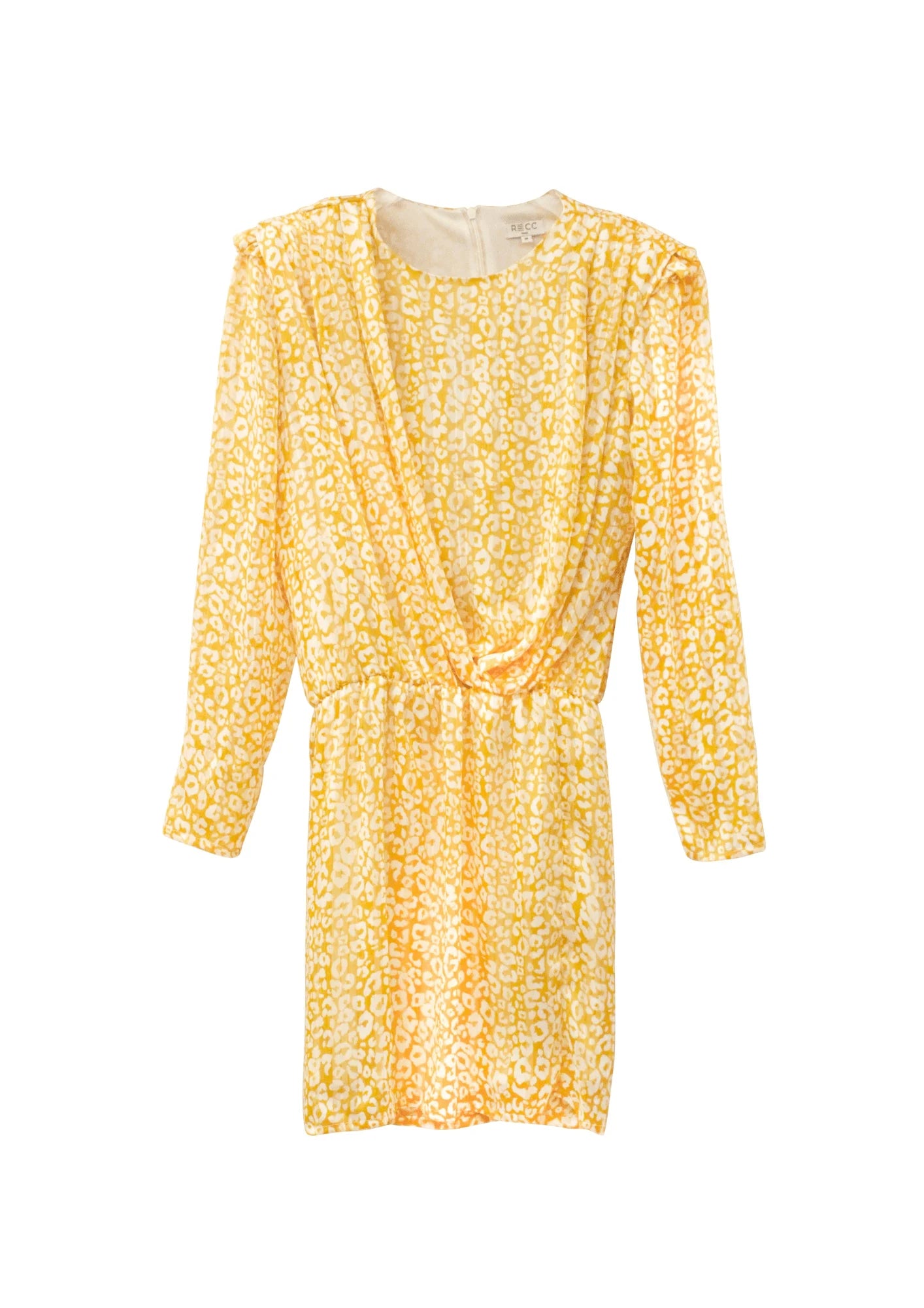 YELLOW DRAPED DRESS WITH ANIMAL PRINT
