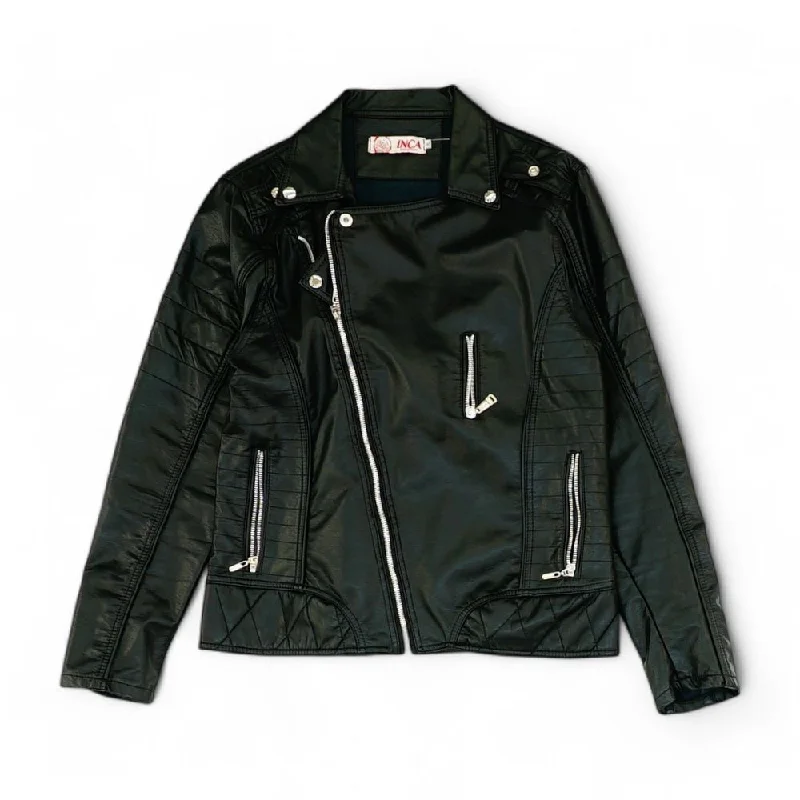 Black Solid Leather Jacket Notch Collar Jacket Peter Pan Collar Jacket Cowl Neck Jacket Black Solid Leather Jacket Notch Collar Jacket Peter Pan Collar Jacket Cowl Neck Jacket