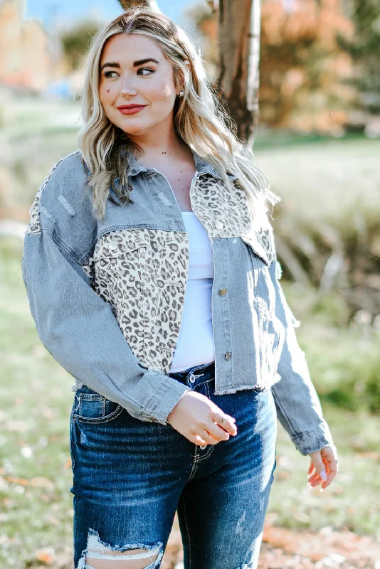 Long Sleeve Button-down Denim Leopard Print Jean Jacket Mesh Jacket Canvas Jacket Denim Jacket Long Sleeve Button-down Denim Leopard Print Jean Jacket Mesh Jacket Canvas Jacket Denim Jacket