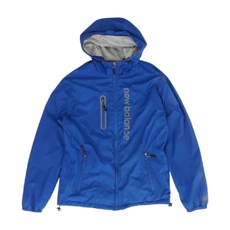 Blue Solid Rain Jacket Zippered Jacket Buttoned Jacket Snapped Jacket