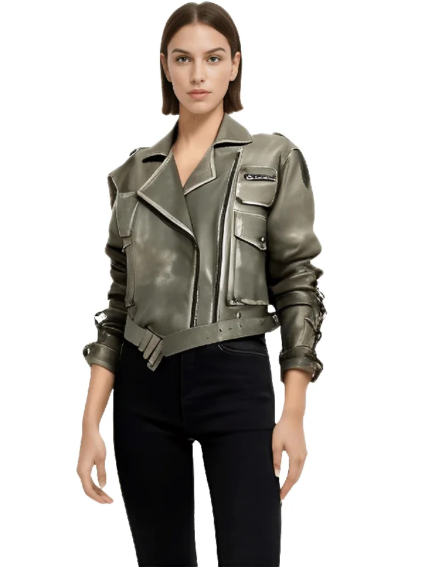 Brown Faux Leather Jacket Women's - Now In Green Too! Nylon Fabric Polyester Fabric Spandex Fabric Brown Faux Leather Jacket Women's - Now In Green Too! Nylon Fabric Polyester Fabric Spandex Fabric