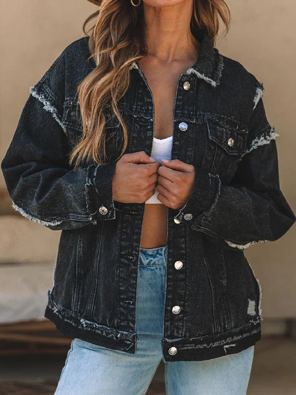 Button Up Raw Hem Distressed Denim Jacket Belted Jacket Elasticated Jacket Padded Jacket Button Up Raw Hem Distressed Denim Jacket Belted Jacket Elasticated Jacket Padded Jacket