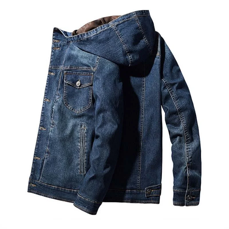 Edison Cargo Denim Jacket For Men Denim Fabric Leather Fabric Suede Fabric