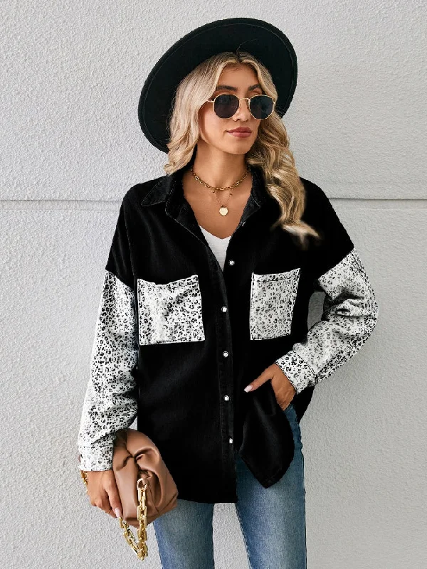 Leopard Button Up Denim Jacket Striped Jacket Polka Dot Jacket Floral Jacket