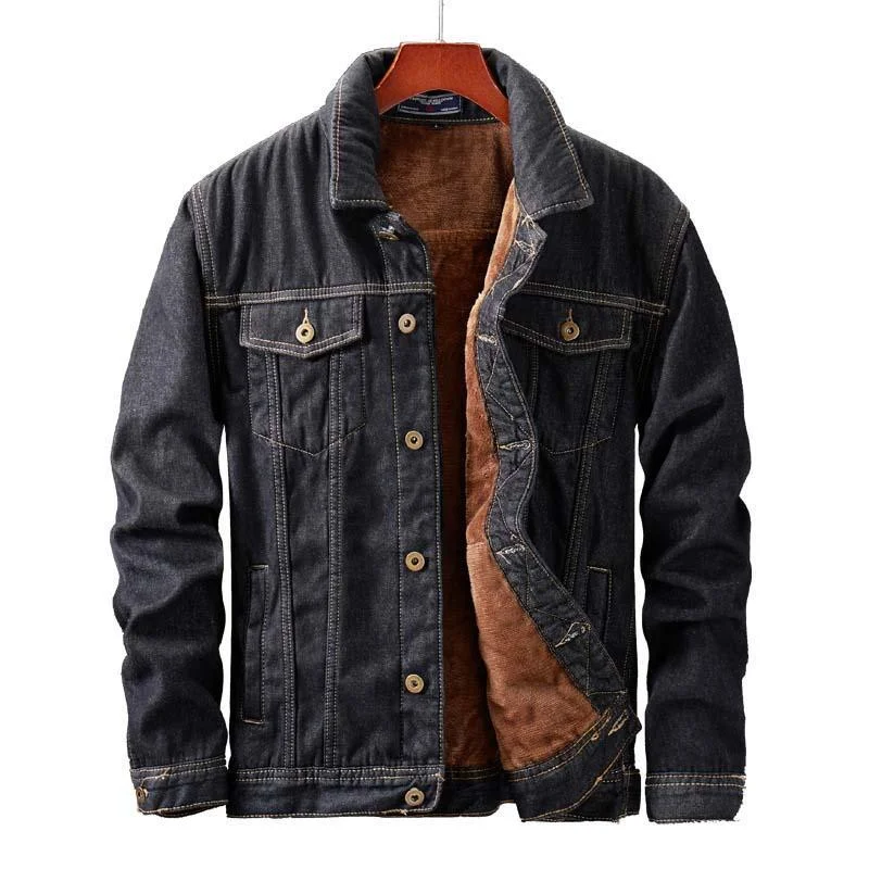 Paulo Men's Fleece Denim Jean Jacket Wool Jacket Cashmere Jacket Tweed Jacket