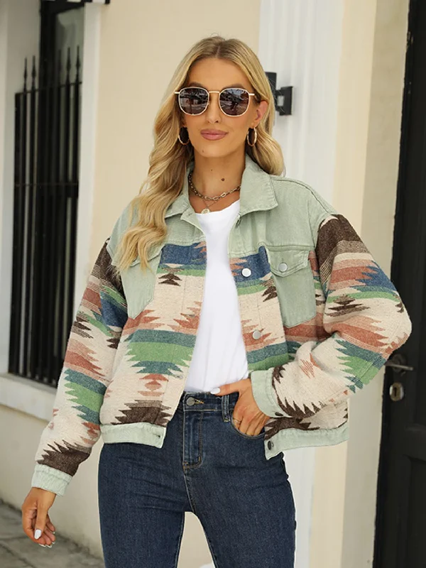Printed Dropped Shoulder Long Sleeve Denim Jacket Plaid Jacket Tartan Jacket Houndstooth Jacket Printed Dropped Shoulder Long Sleeve Denim Jacket Plaid Jacket Tartan Jacket Houndstooth Jacket